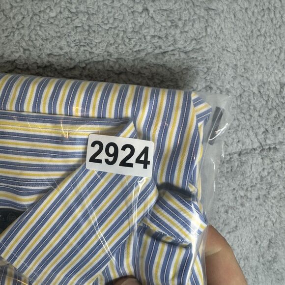 Brooks Brothers Shirt Mens M/L Blue Yellow Striped Long Sleeve Button Down - Picture 7 of 7